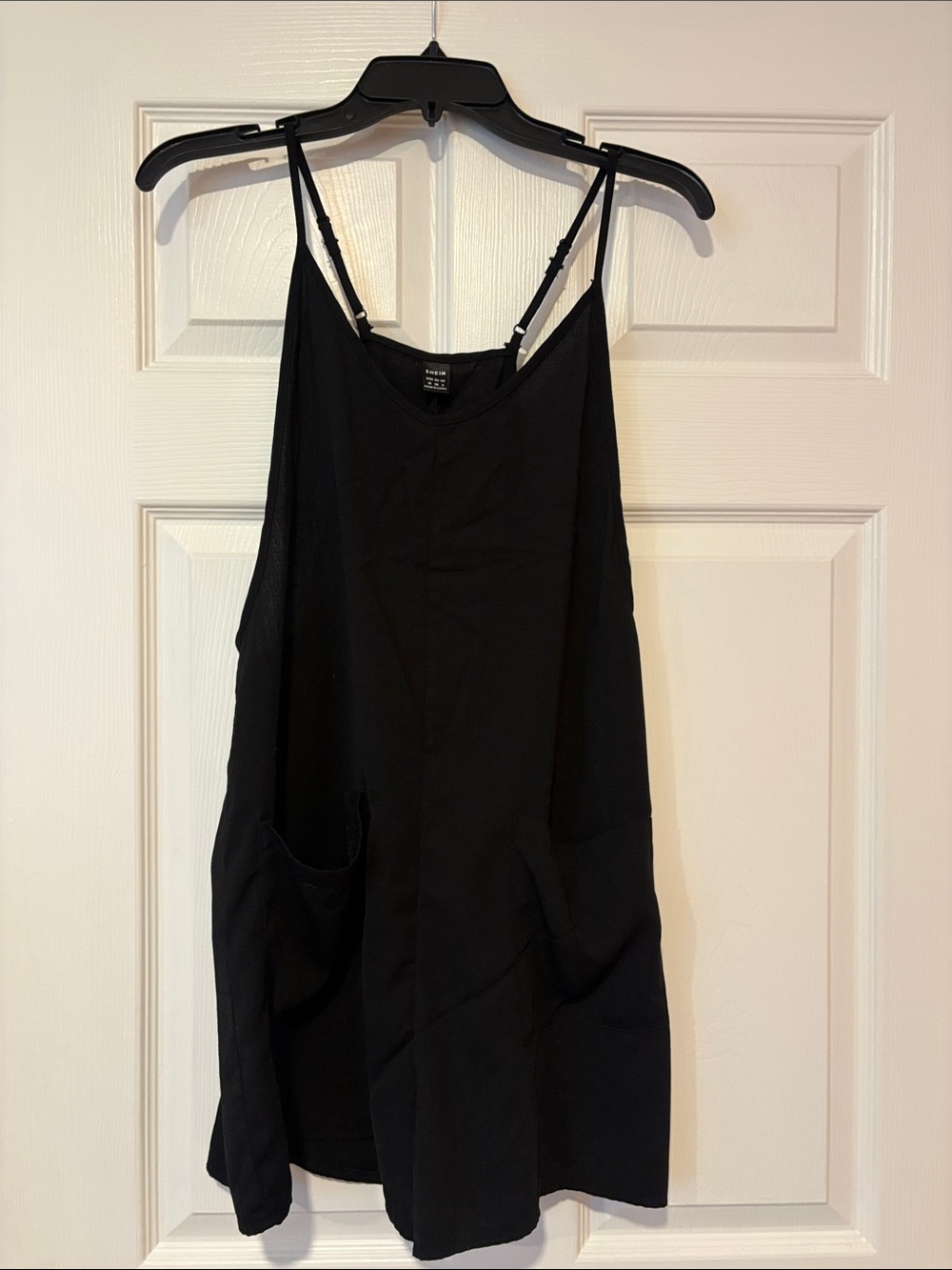 SHEIN Black Casual Romper with Spaghetti Straps